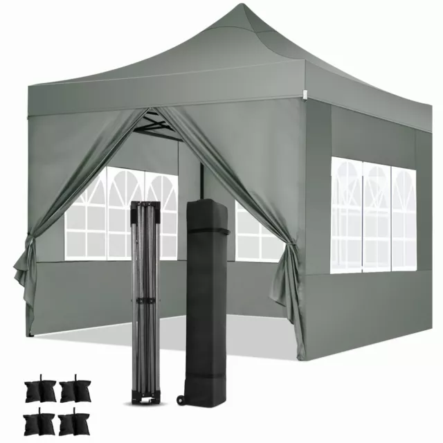 Pavillon 3x3m Partyzelt Faltbar Gartenzelt Wasserdicht UV-Schutz mit Seitenteil
