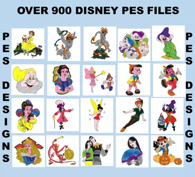 Über 900 Disney PES Stickdateien Pack auf USB Designs zum Sticken von Mickey 2