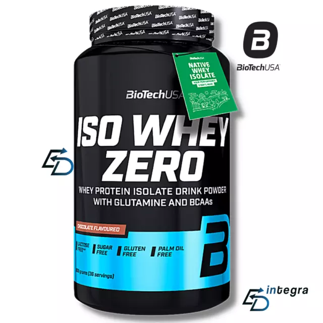 BIOTECH USA Iso Whey Zero 908 gr Proteine Isolate Siero del Latte senza Lattosio