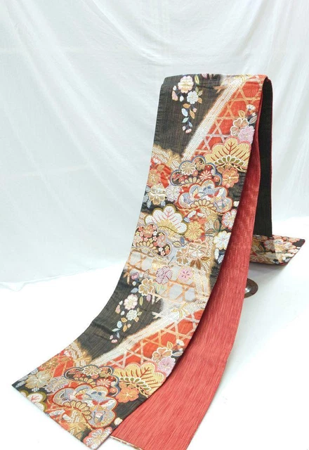 769t Kimono, Furisode, Pure silk Fukuro obi, Six-tiered pattern