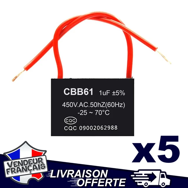 Condensateur CBB61 1µF 450V - Pour Démarrage De Moteur - Neuf En Emballage