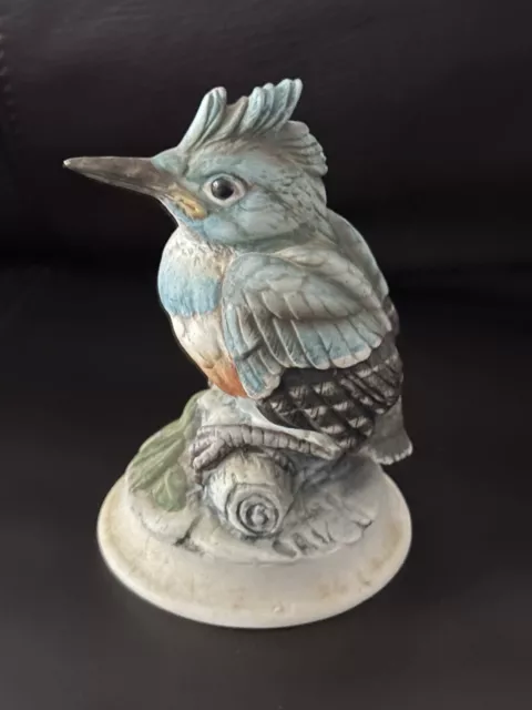 Kingfisher Baby Blue Bird # Figurine Signed Hand Paint Kelvin Fine China Spring