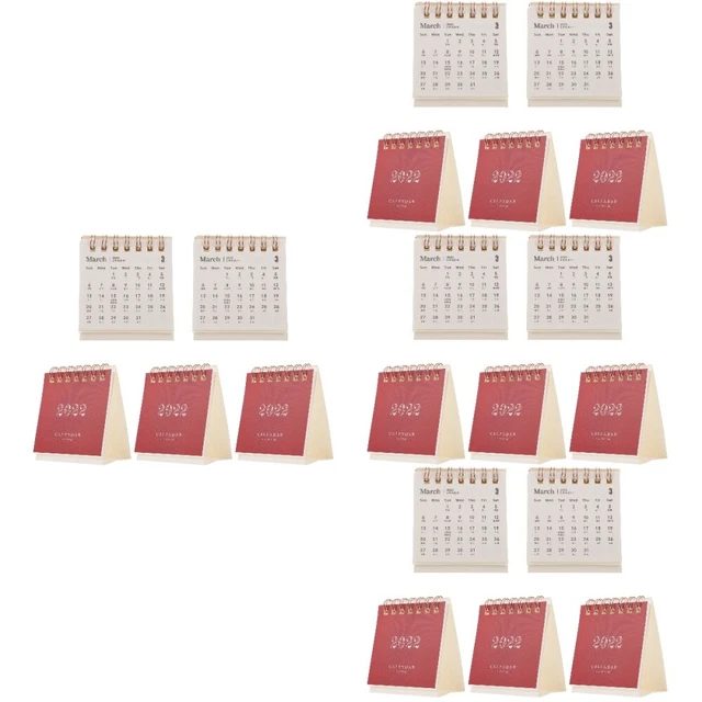 20 Pcs 2022 Desk Calendar Paper Office Monthly Wall Desktop Flip