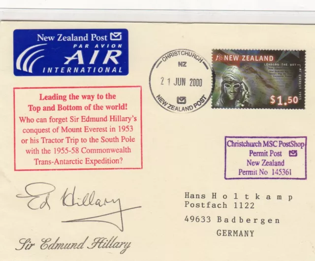Neuseeland, Christchurch MSC PostShop - 2000 - Sir Edmund Hillary - 1,50$