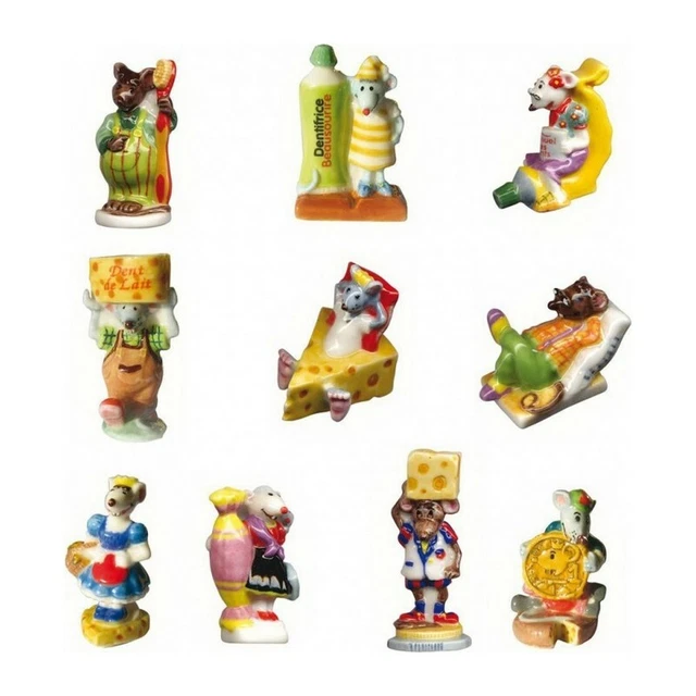 Collection De 10 Fèves Miniatures En Porcelaine - Oursons En Peluche Multicolores, Environ 3 Cm