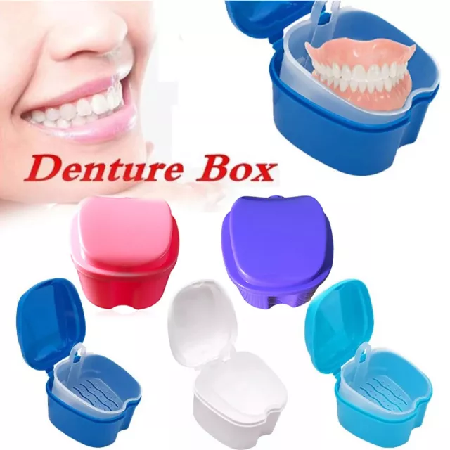 Portable Denture Bath Case Cup Box Holder Tooth Storage Soak Container R