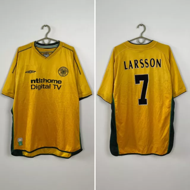 Celtic 2002 2003 Away Football Shirt #7 Larsson Umbro Jersey Size Xl