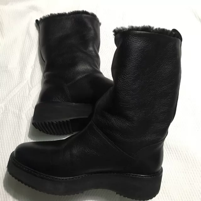 Rachel Comey Leather Boots Shearling Lined Black Color Size 40