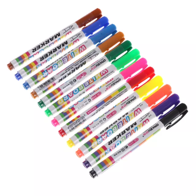 12 Colors Whiteboard Marker Non Toxic Dry Erase Mark Sign Fine NibOfficeSuppl*ug 2