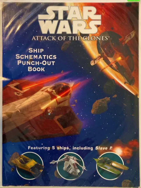 Star Wars 2002 Random House Attack of the Clones Ship Schematics Punch-Out Book