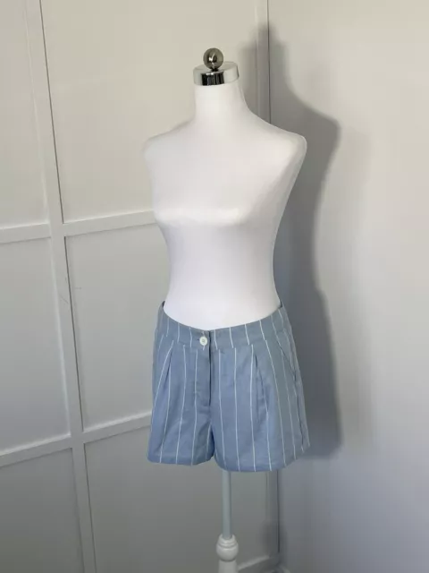 Country Road Girls Tween Shorts Size 16 Baby Blue & White  Linen Cotton Blend