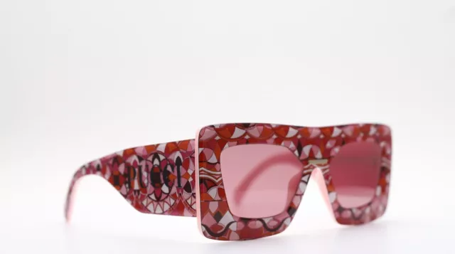 Emilio Pucci EP0095 66S Rectangle Red Pink White Womens Sunglasses 55mm