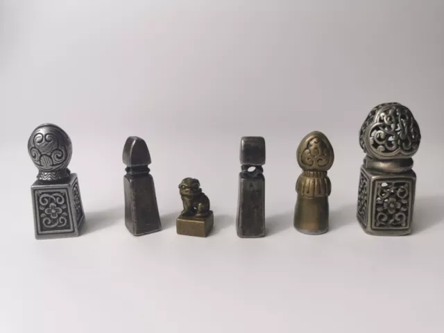 A Group of Tibetan metal and bronze stamp seals 19-20th century  6 pieces