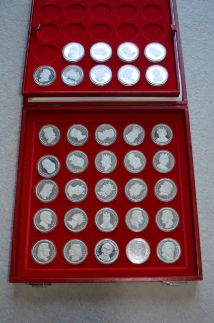 Kings & Queens of England Silver Proof 34 Medallion Coin Set each 19.89 gram 34m