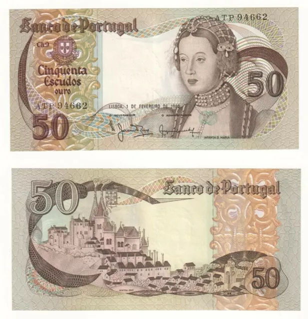 PORTUGAL 50 Escudos Banknote (1980) P.174b - UNC