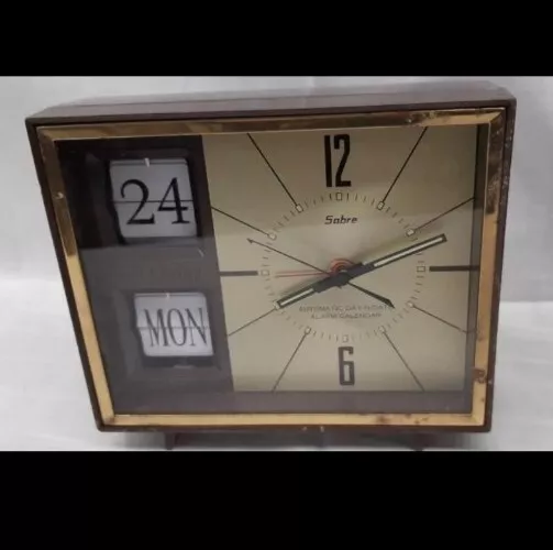 SABRE 51038, vintage, day-n-date alarm clock.