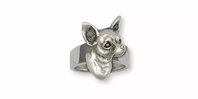 Chihuahua Ring Jewelry Sterling Silver Handmade Dog Ring CU3-R