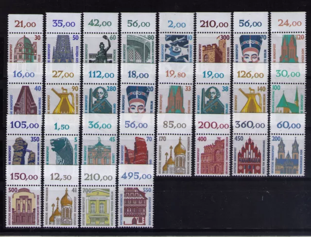 Bund Sehenswürdigkeiten 1339-1746 DM 28 Werte komplet Oberrand SWK postfrisch