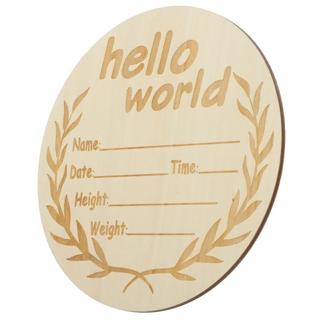 3 Cartelli Annuncio Nascita In Legno - Hello World, It's A Boy, It's A Girl - Decorazione Baby Shower 15x15 Cm - 5
