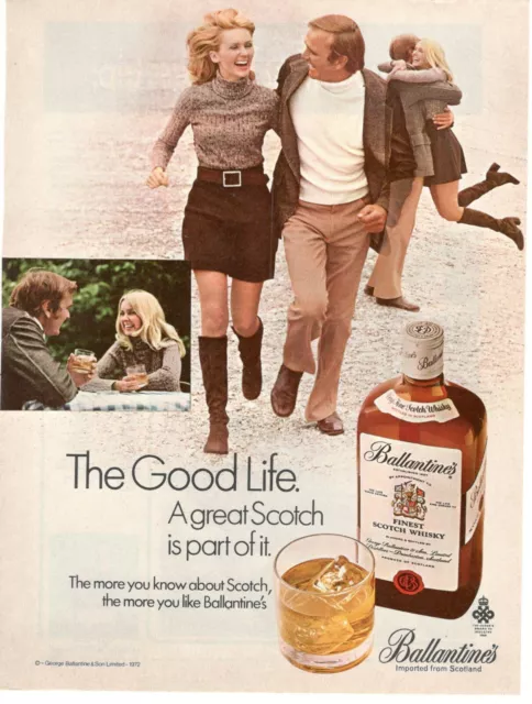 Ballantines Scotch Whisky Advertising 1 Page Original 1972 Girl Smile