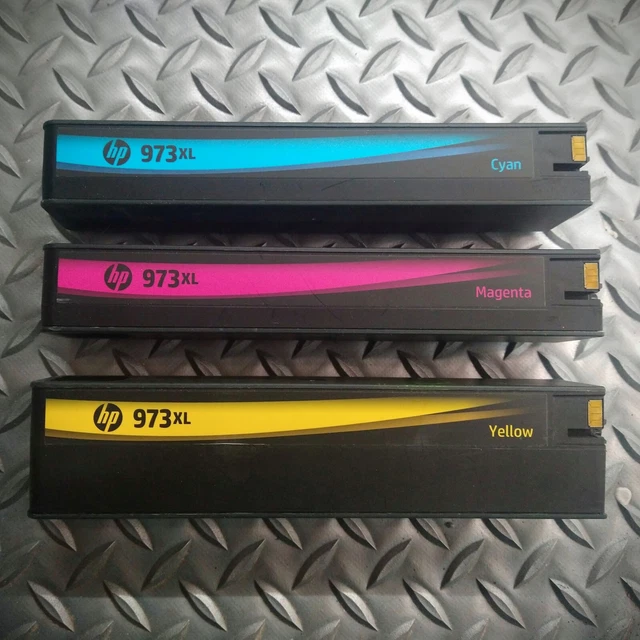 Cartucho de tinta HP 973XL para HP PageWide, Magenta, Cian y Amarillo - 50% completo +