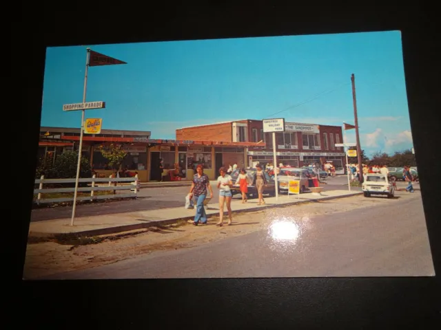 Brean Sands Shopping Parade Postcard posted 1982