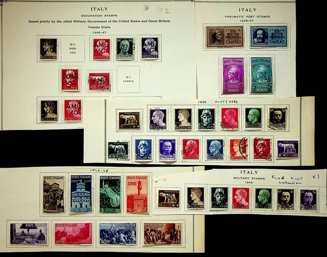 ITALY ISSUED JOINTLY BY ALLIED MILITARY GOVT OF USA GB 42v MINT+USED COLLECTION