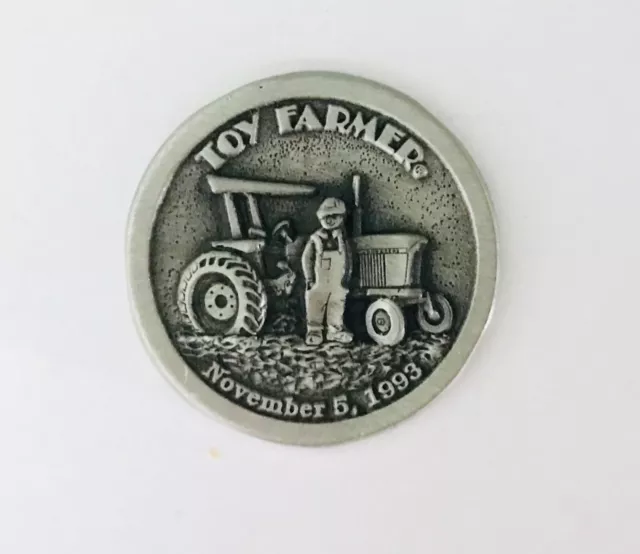 1993 John Deere Tractor Toy Farmer Publications Pewter Medal Token Collectible