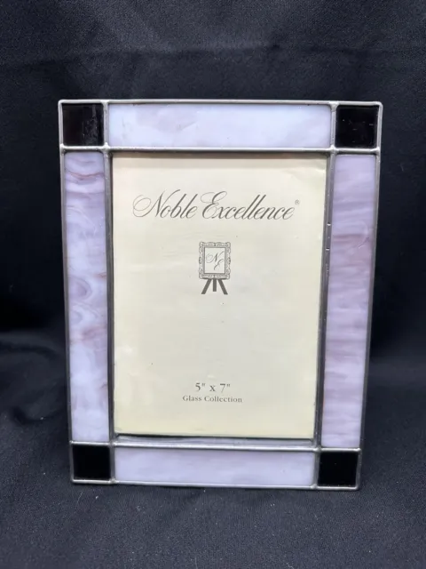 Noble Excellence Tiffany Style Stained Glass Purple 5x7” Frame