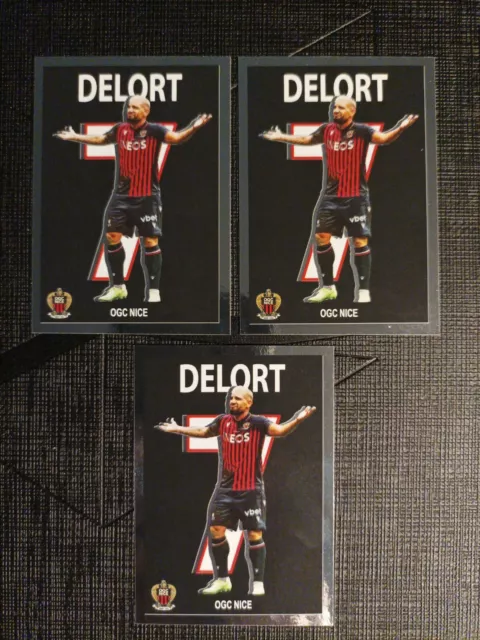 Lot Of 3 Stickers Panini Foot 2023 Andy Delort Nice # 237 Crack Collector Toloader