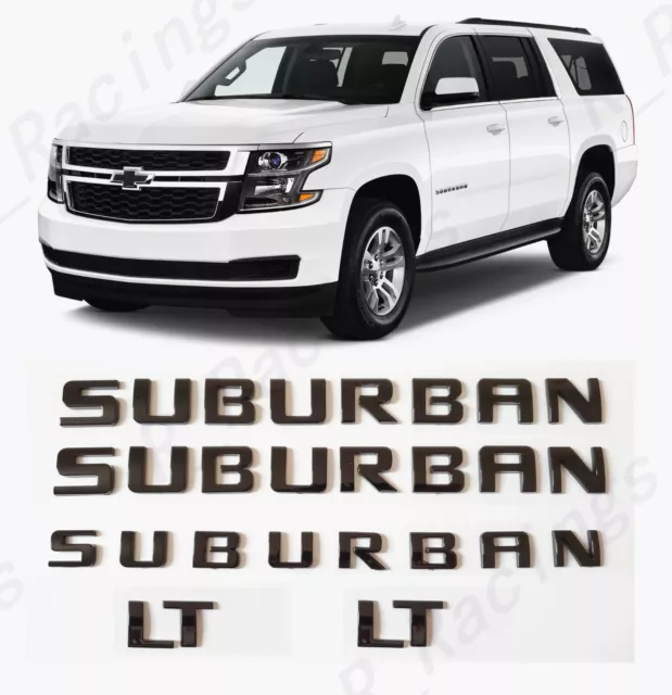 5PCS Gloss Black Suburban LT Nameplate EMBLEM Letter 07-20 Chevrolet Suburban