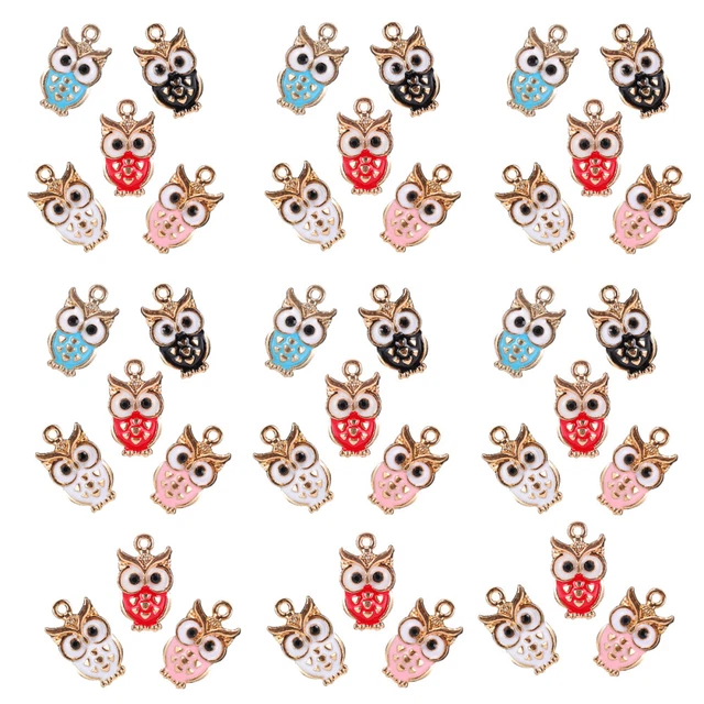 charms for jewelry 50 Stück bunte Eule Emaille Charme Anhänger Eule Handwerk