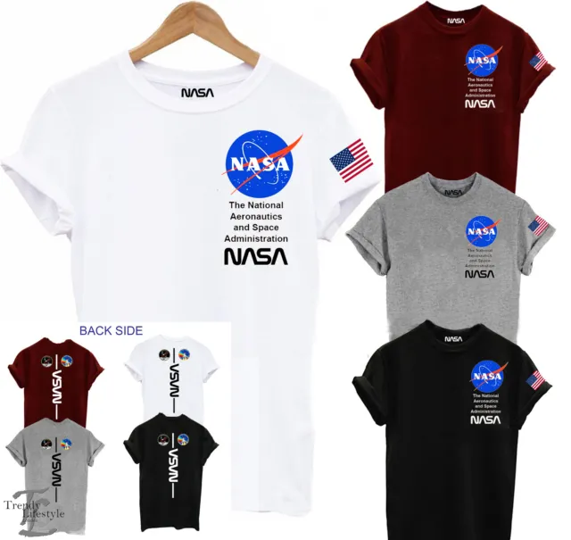 T-Shirt Unisex Con Logo Spaziale Nasa Apollo Atlantis Stampa Sts-27 Cotone