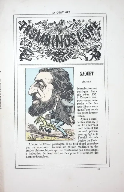 Le Trombonoscope Par Touchatout  1882  Dessin De Moloch  Alf Red Naquet