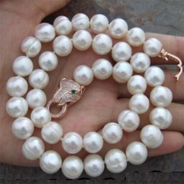 10-12MM South Sea White Baroque Pearl Necklace 21 inch Party Women Charm Fashion