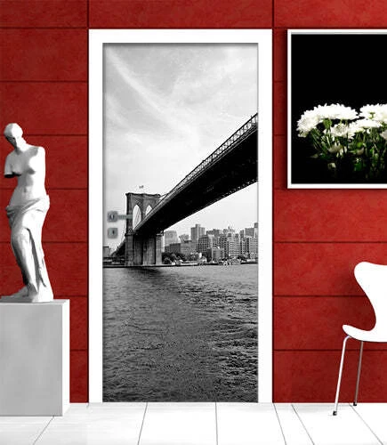 Decorazione adesiva Porta Brooklyn sticker lavabile pvc varie misure
