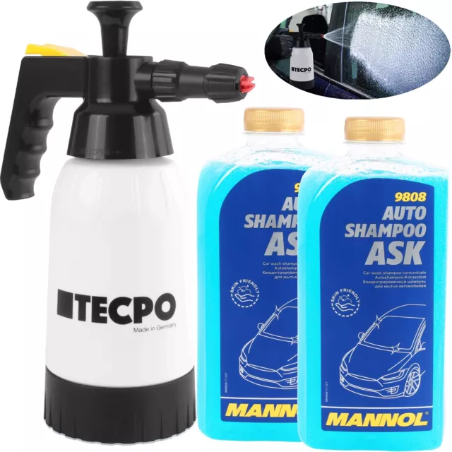 2L Mannol Autoshampoo Zitrus Konzentrat Auto Shampoo + Tecpo Schaumsprüher 1L