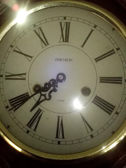 Vintage Verichron 23.5”x15.5”x3” Schoolhouse Regulator Clock Westminster Chime
