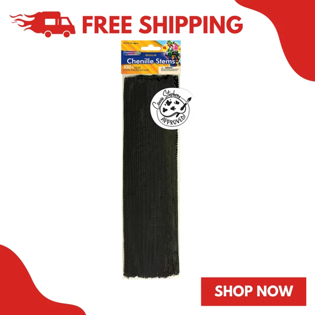 Paquete de 100 tallos de oruga negros, 12 pulgadas x 4 mm