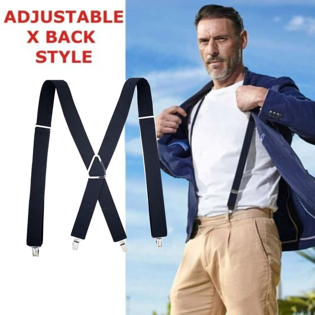 Elastic Clip-on Adjustable X Back Braces Suspenders Strap Clip Trousers Belt