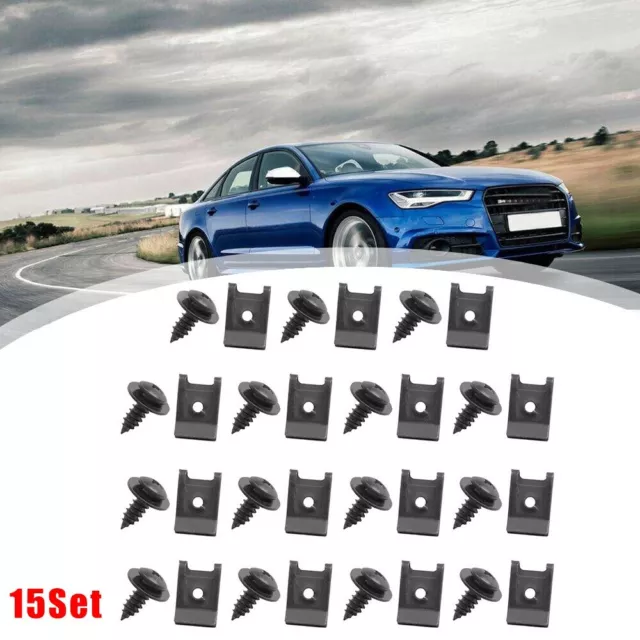 Replacement Spring U type Clips With Screws for Car Bumper Fender Trim 15Set