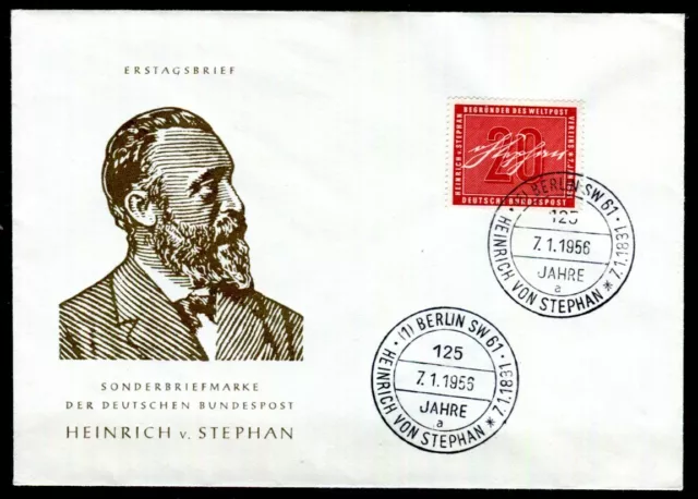 Bund 1956 227 Tadellos Berliner Fdc Stephan 350€(C1656