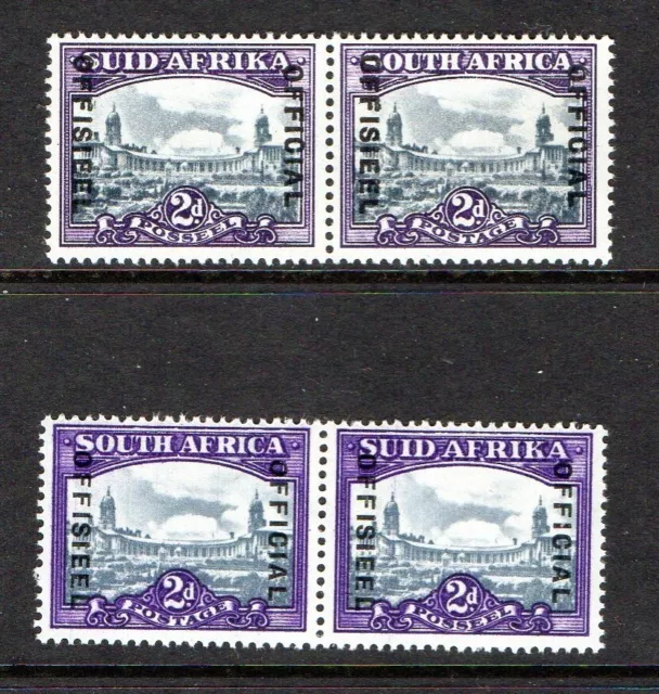 SOUTH AFRICA 1947 2d OFFICIALS SGO36 & O36b MNH UNMOUNTED MINT