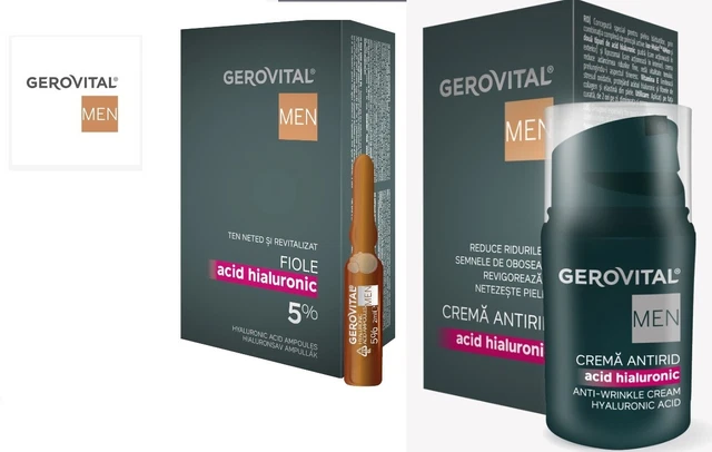 Juego de crema antiarrugas gerovital para hombres 30 ml ácido hialurónico hidratación de la piel 10 piezas