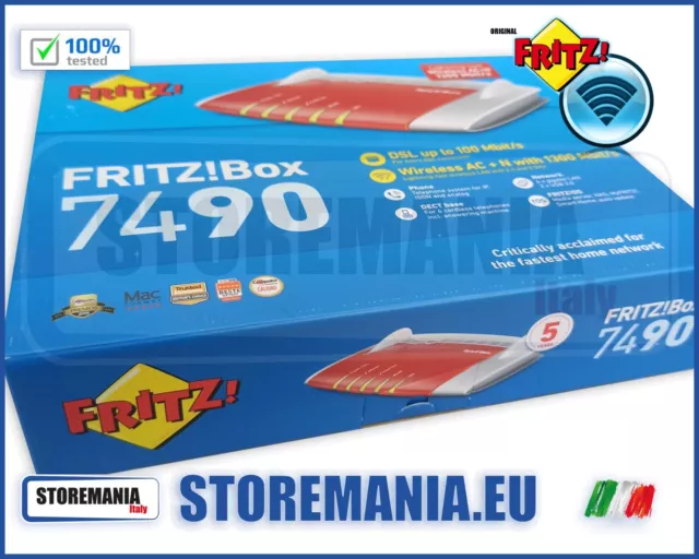 Modem ADSL2+ LAN Fritz!Box 7490 FritzBox NUOVI INTERNATIONAL ROUTER NEW SEALED