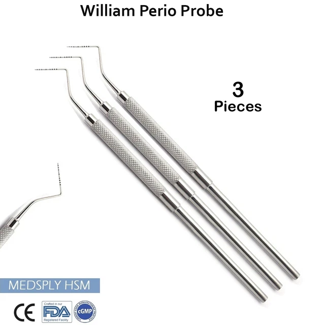 WILLIAM PERIO PROBES Periodontal Color Coded Marking Tooth Depth ...