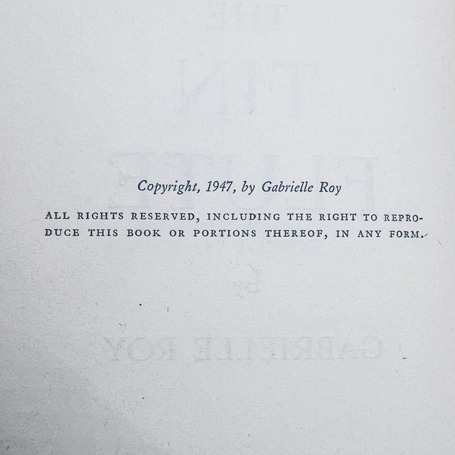 THE TIN FLUTE by Gabrielle Roy, 1947 Hardcover Vintage Book £3.98