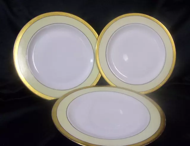 (3) Royal Bavarian Hutschenreuther Selb GOLD/YELLOW TRIM 10.25" DINNER PLATES