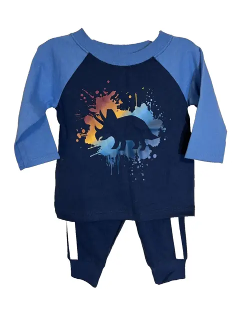 Boy Baby Infant 2 Piece Pants 0-3 Months Set Garanimals Dinosaur  Long Sleeve