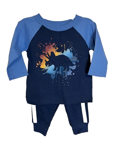 Boy Baby Infant 2 Piece Pants 0-3 Months Set Garanimals Dinosaur  Long Sleeve